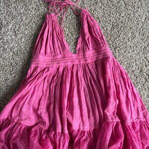 FREE PEOPLE PINK FLOWY MINI DRESS